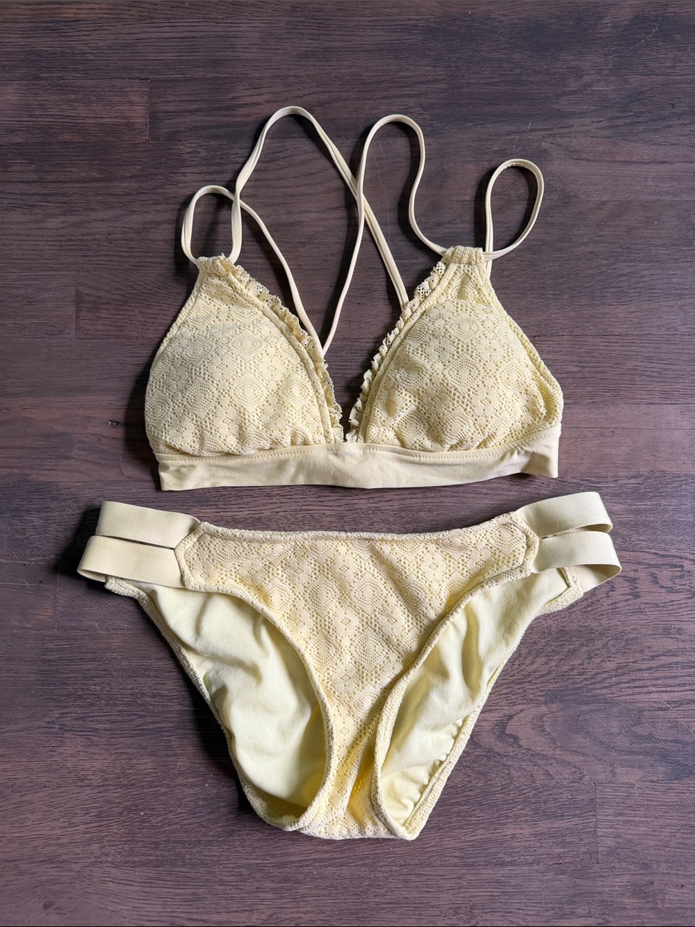 Yellow Floral Lace Bikini